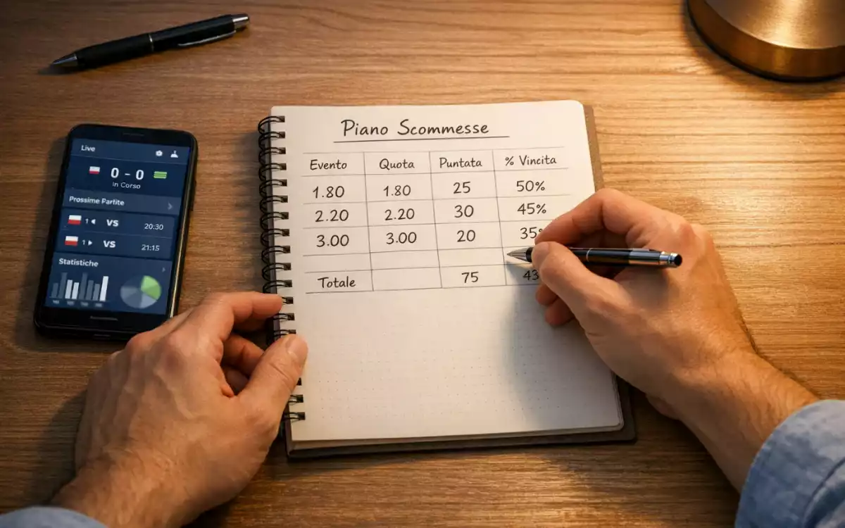 Persona che pianifica il budget per scommesse sportive